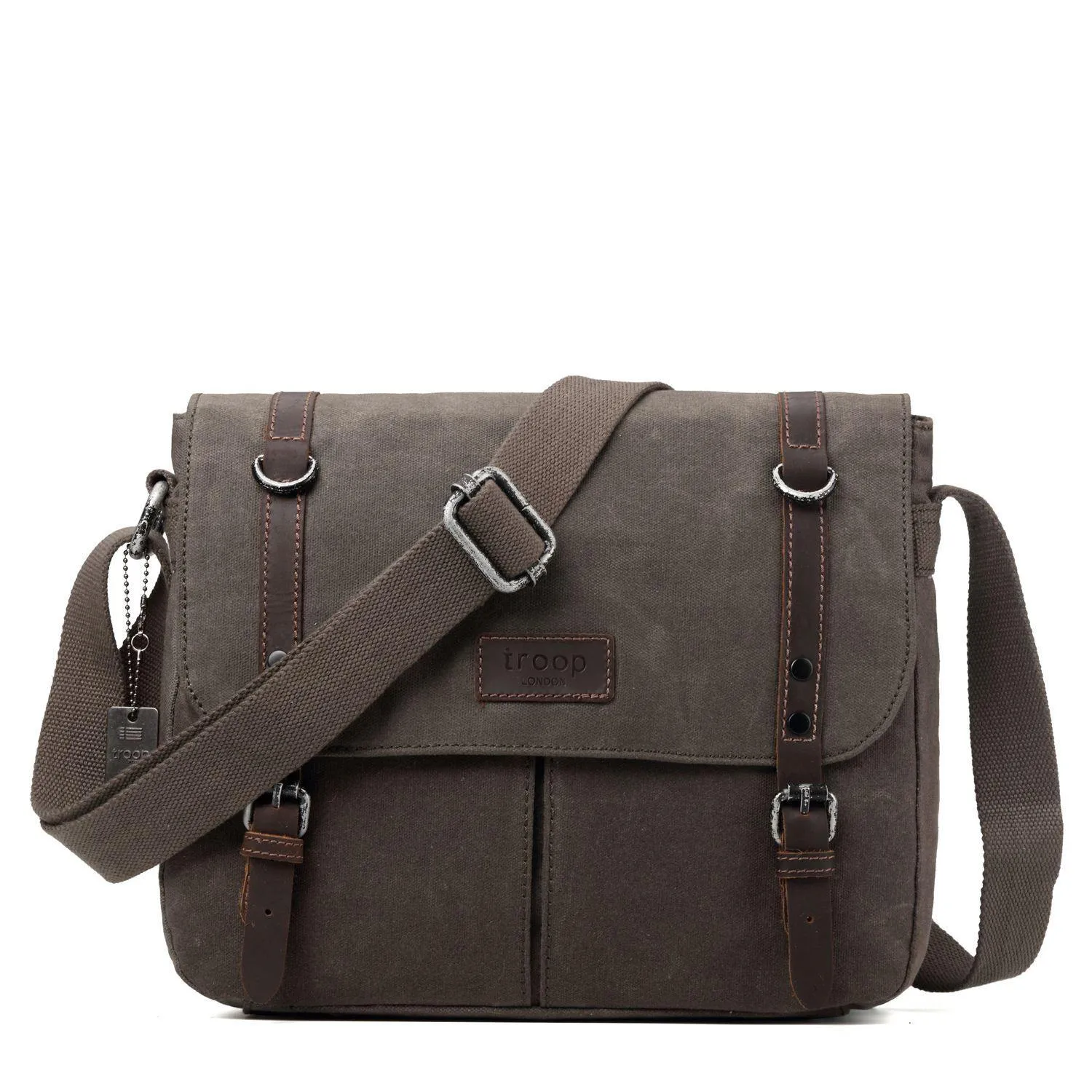 TRP0426 Troop London Heritage Canvas Messenger Bag, Canvas Satchel, Tablet Friendly Shoulder Bag