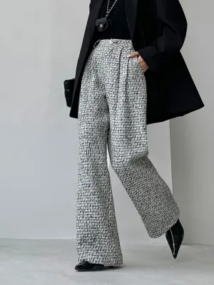 Tweed Wide Graceful Leg Dress Pants