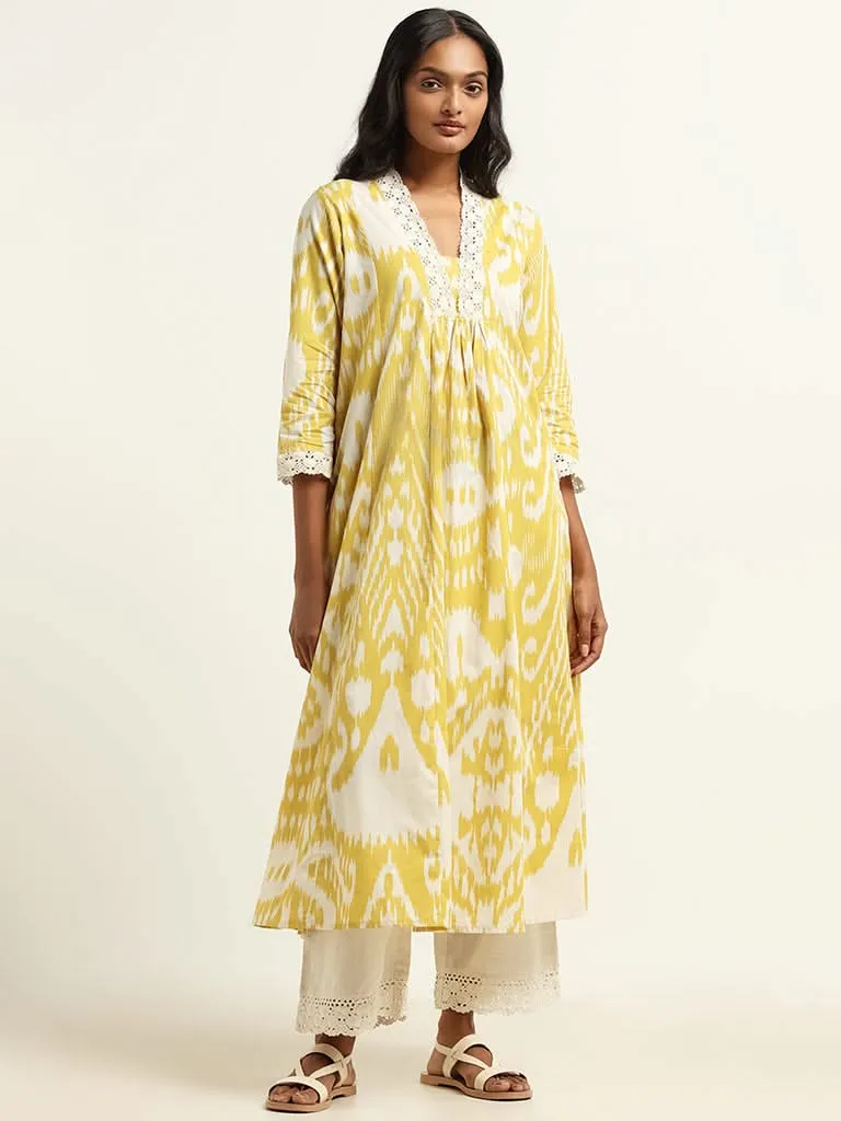 Utsa Yellow Ikkat Kurta
