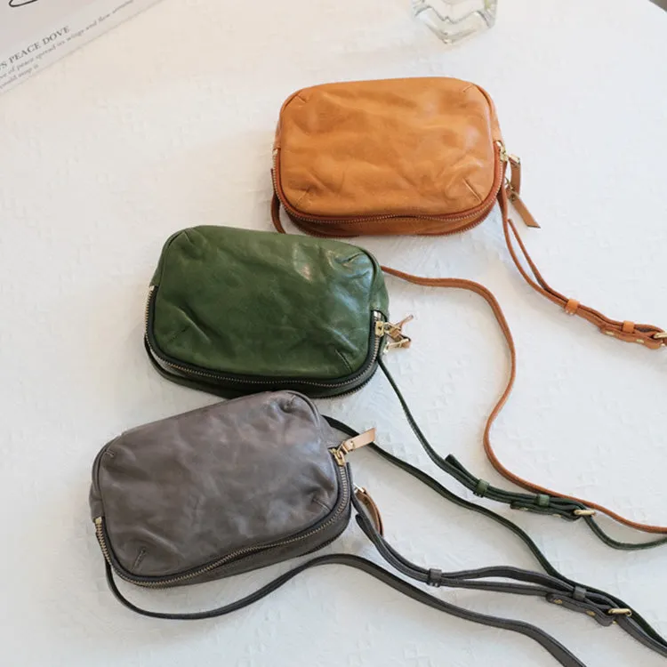 Vintage Ladies Green Leather Crossbody Purse Cross Shoulder Bag For Women