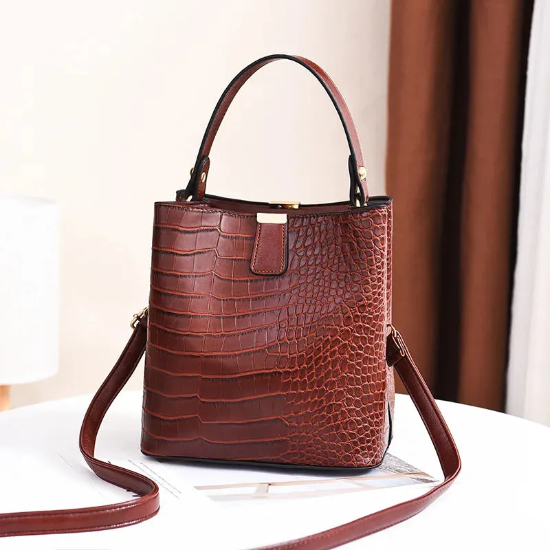 Vintage Stone PU Leather Shoulder Handbag