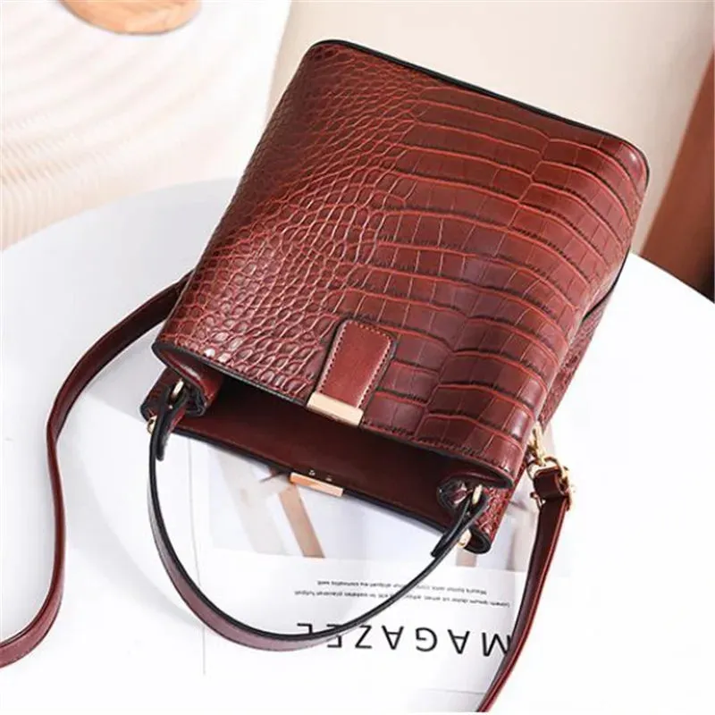 Vintage Stone PU Leather Shoulder Handbag