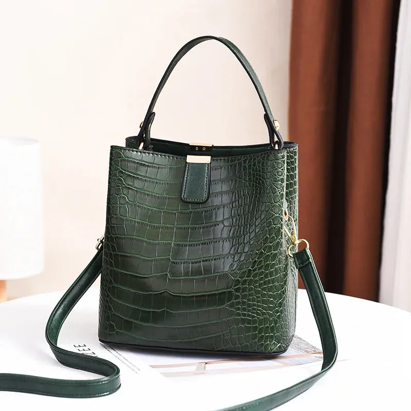 Vintage Stone PU Leather Shoulder Handbag
