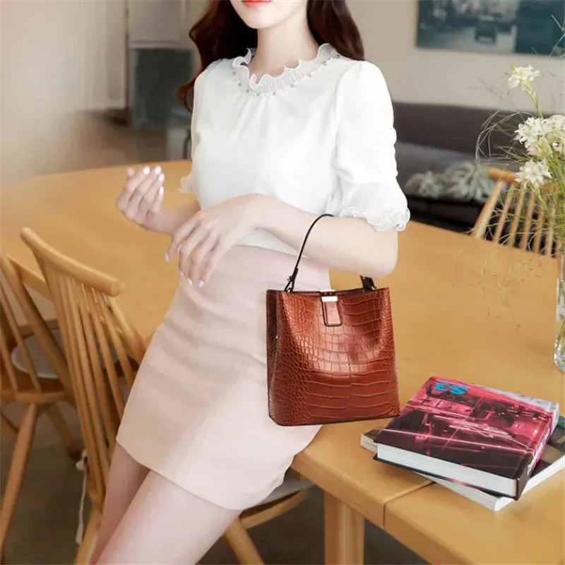 Vintage Stone PU Leather Shoulder Handbag