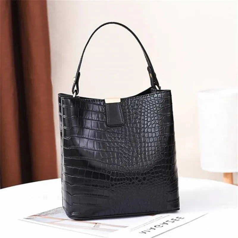 Vintage Stone PU Leather Shoulder Handbag