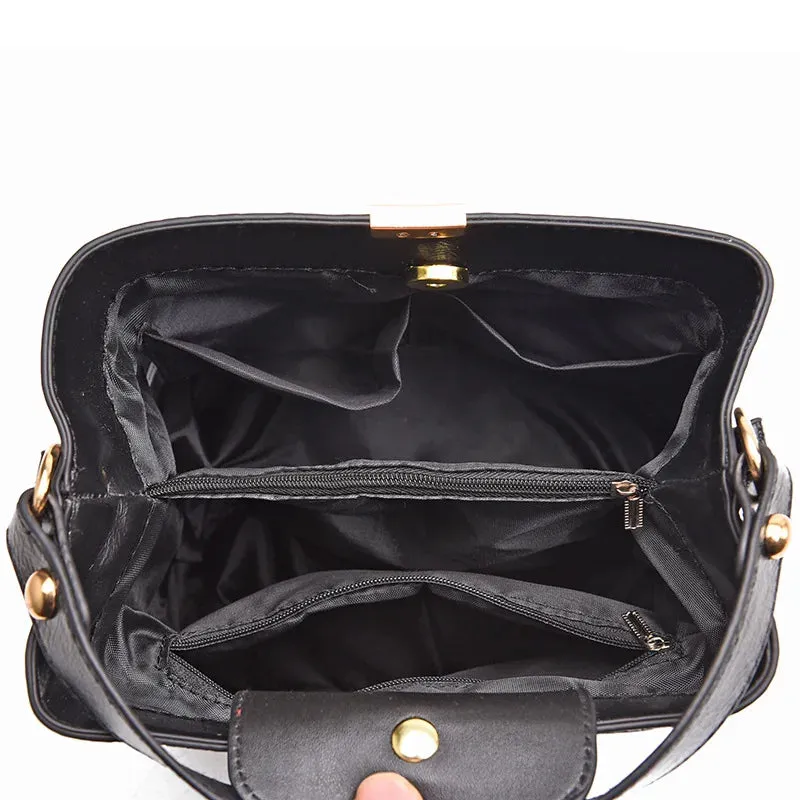 Vintage Stone PU Leather Shoulder Handbag