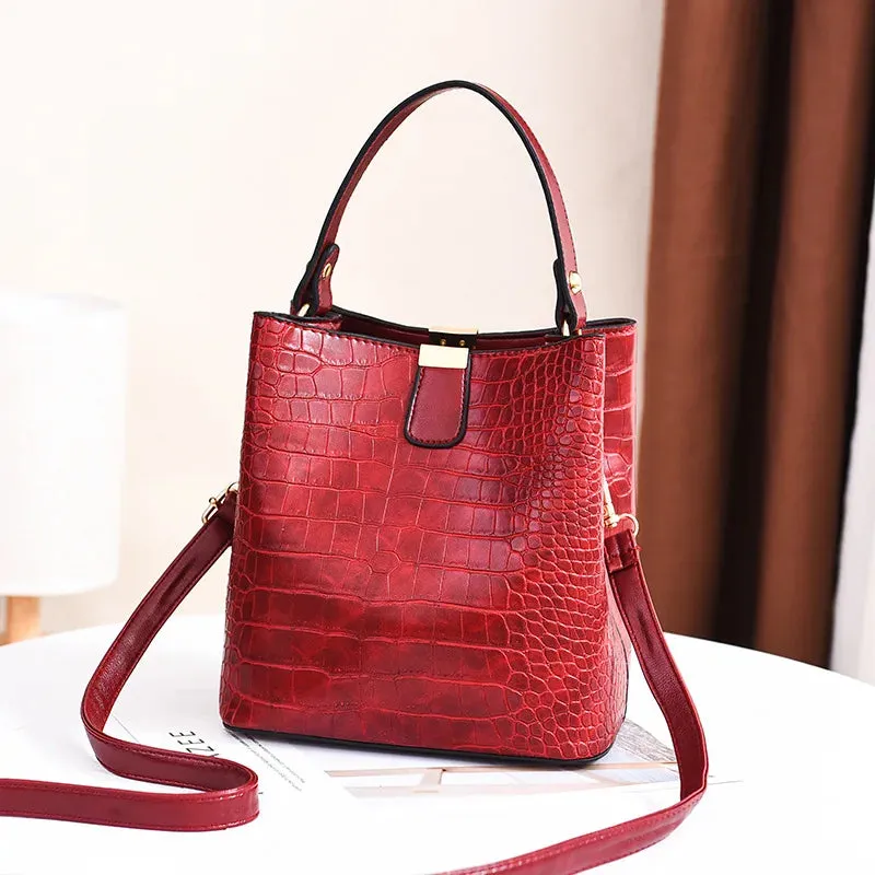 Vintage Stone PU Leather Shoulder Handbag