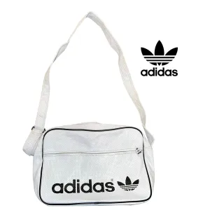 Vintage White & Black Adidas Gym Bag Vinyl Trefoil Logo Shoulder Bag /104732428