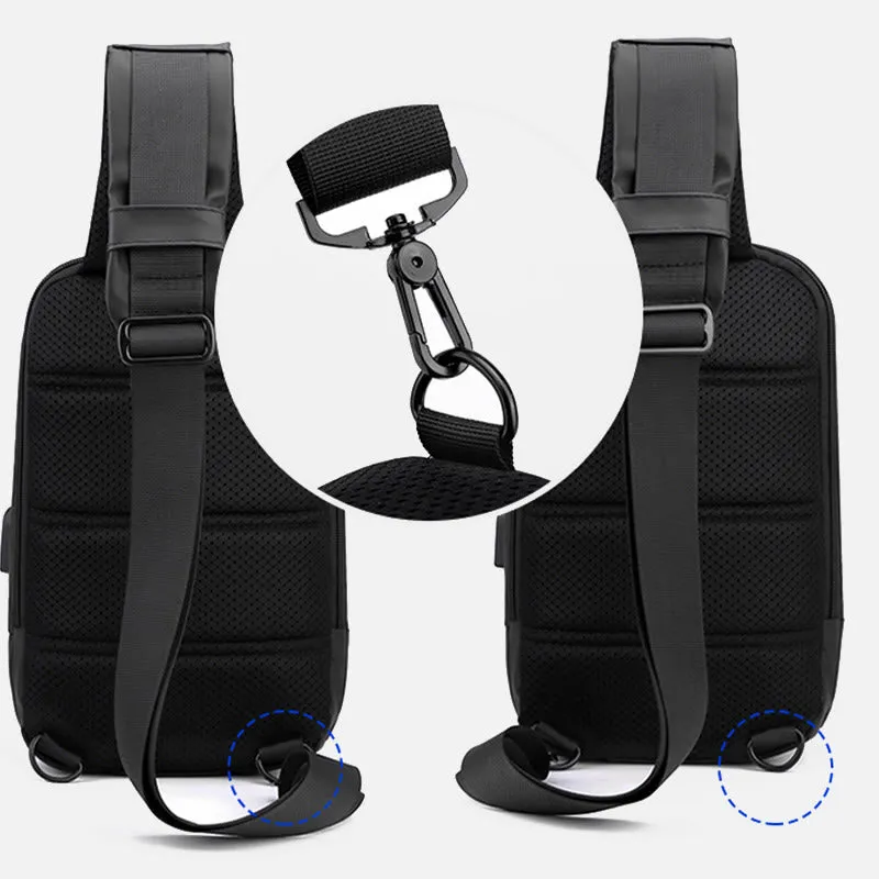 Waterproof Casual Shoulder Sling Bag with USB Charging Port
