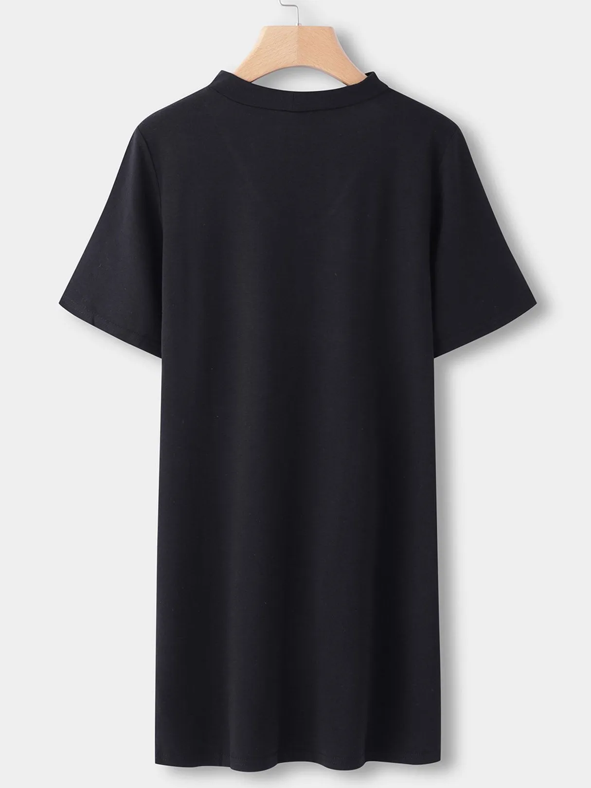 Wholesale Black V-Neck Short Sleeve Plain Cut Out Mini Dresses