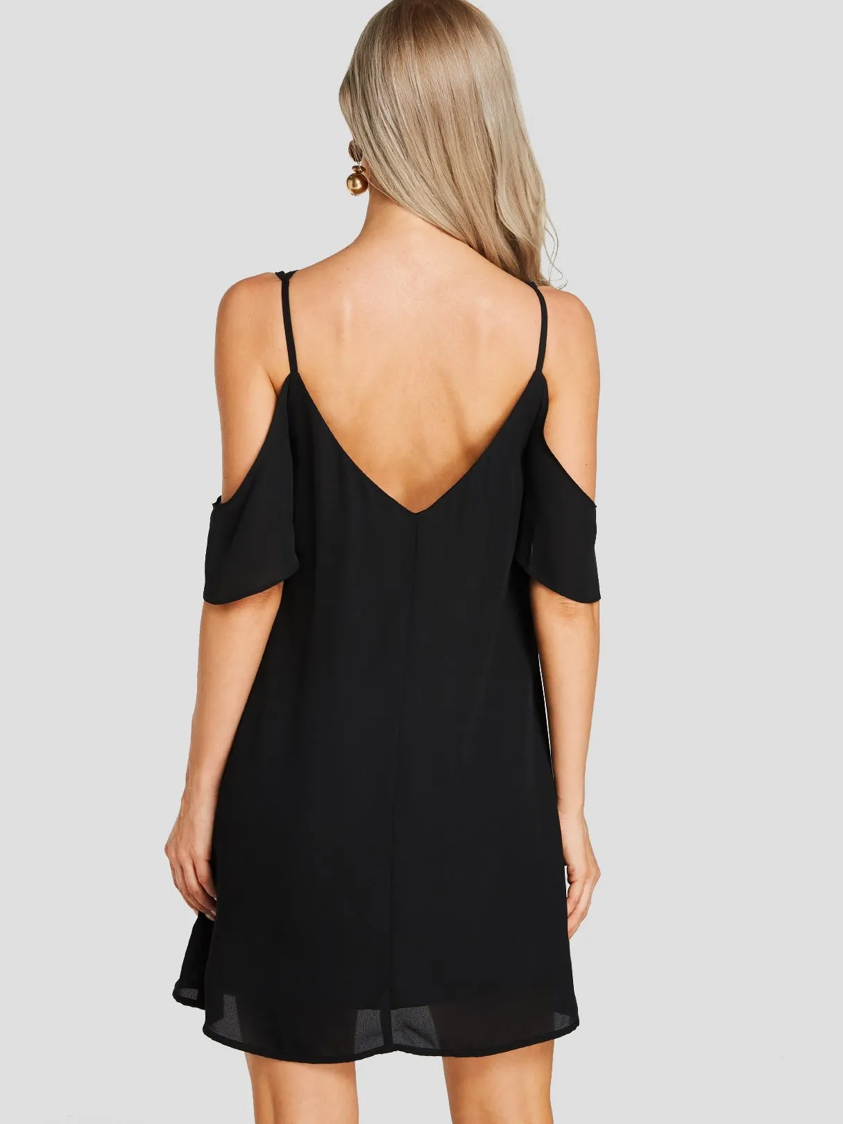 Wholesale Black V-Neck Sleeveless Backless Criss-Cross Mini Dresses