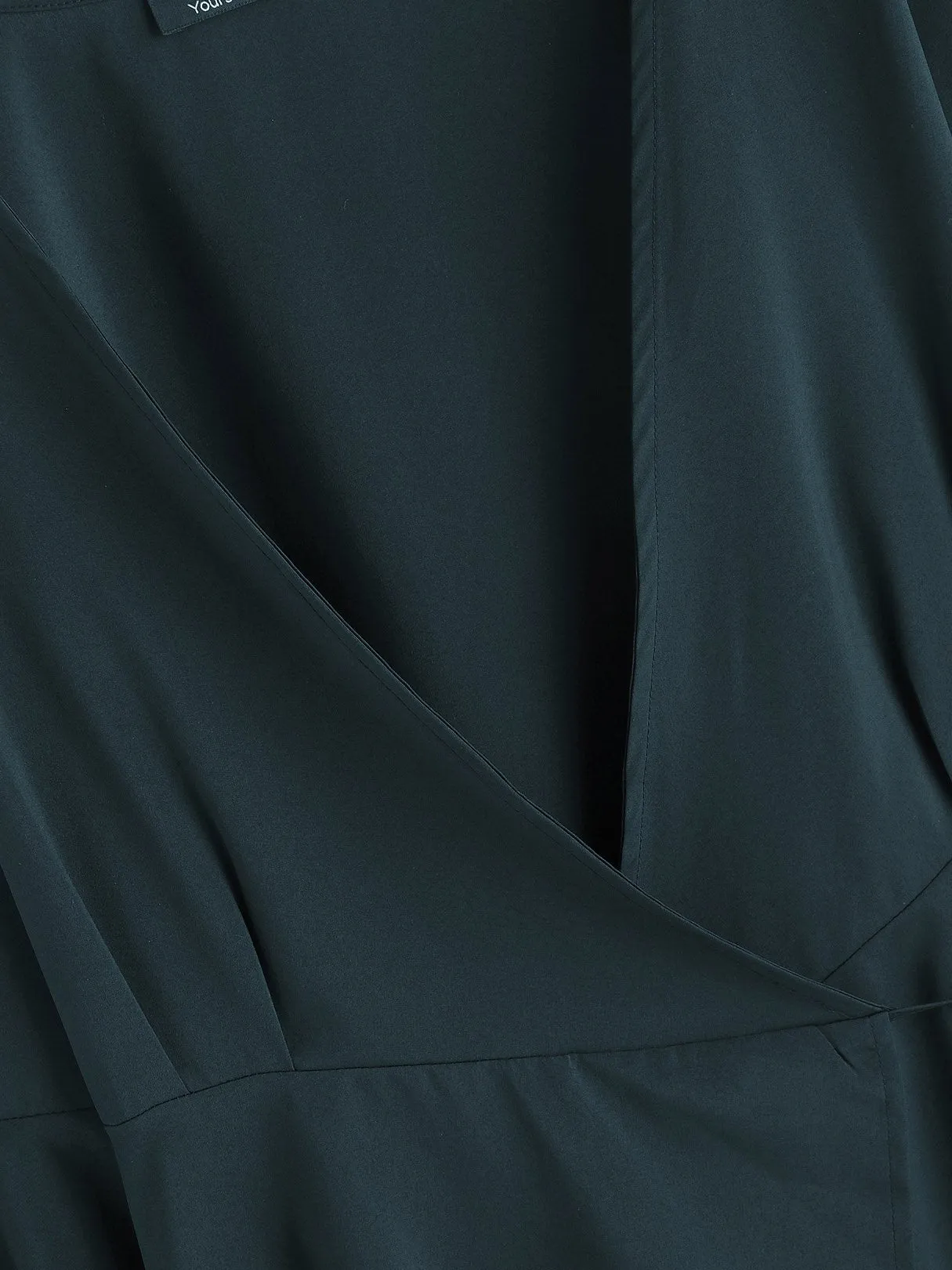 Wholesale Green Deep V Neck Long Sleeve Plain Self-Tie Irregular Hem Mini Dress