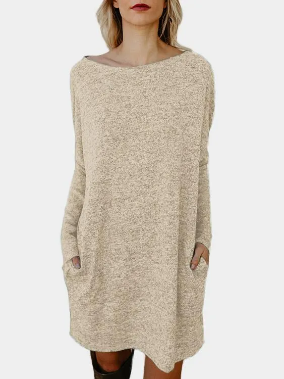 Wholesale One Shoulder Long Sleeve Side Pockets Mini Dress