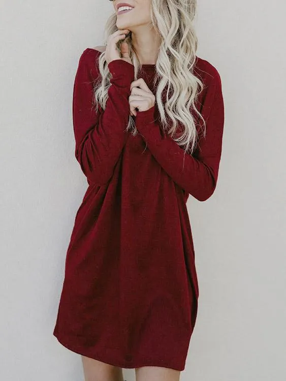 Wholesale One Shoulder Long Sleeve Side Pockets Mini Dress