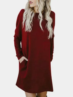 Wholesale One Shoulder Long Sleeve Side Pockets Mini Dress