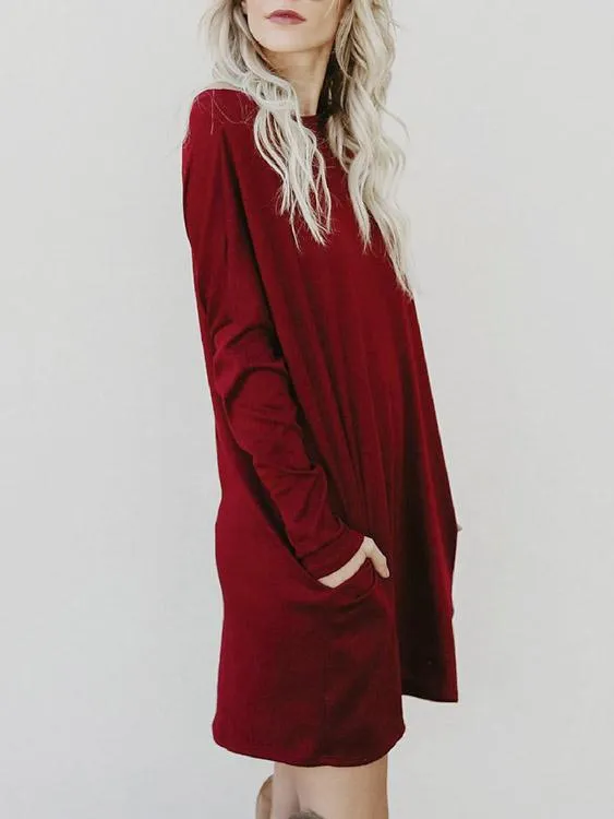 Wholesale One Shoulder Long Sleeve Side Pockets Mini Dress