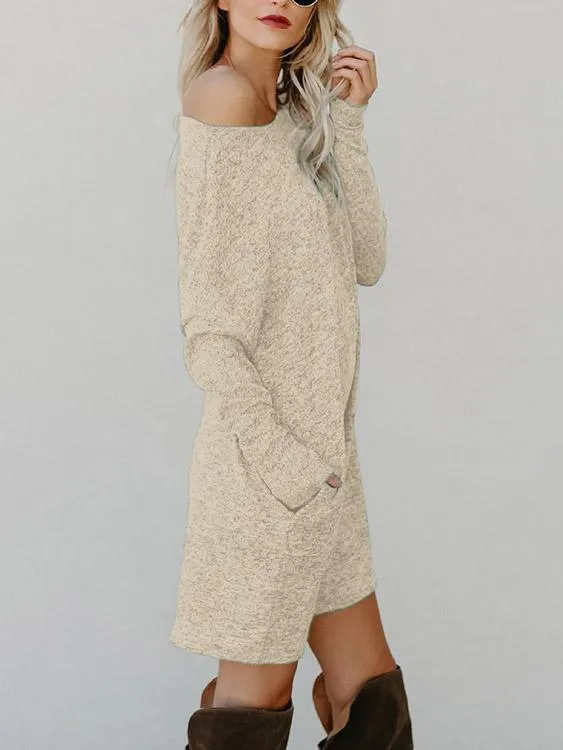 Wholesale One Shoulder Long Sleeve Side Pockets Mini Dress