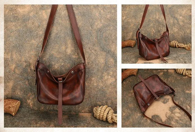 Womens Black Leather Hobo Crossbody Purse Shoulder Bag For Women