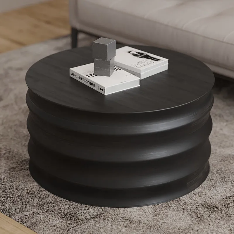 Wooden Drum Coffee Table - Artistic Modern Geometric